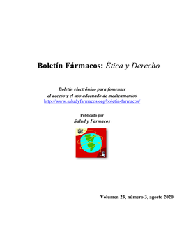 Boletín Fármacos: Ética Y Derecho