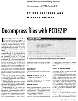 Decompress Files with PCDEZIP