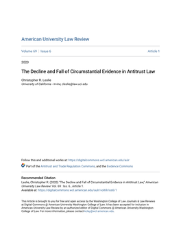 The Decline and Fall of Circumstantial Evidence in Antitrust Law