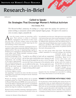 Called to Speak: Six Strategies That Encourage Women's Political Activism