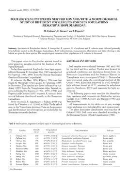 Four Rotylenchus Species New for Romania with a Morphological Study of Different Rotylenchus Robustus Populations (Nematoda: Hoplolaimidae)