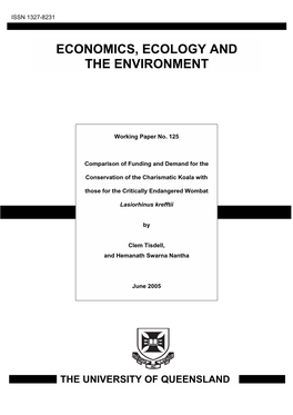 Economics, Ecology and the Environment