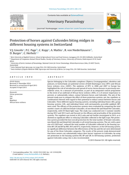 Protection of Horses Against Culicoides Biting Midges in Different