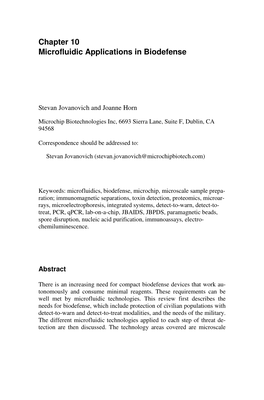 Chapter 10 Microfluidic Applications in Biodefense