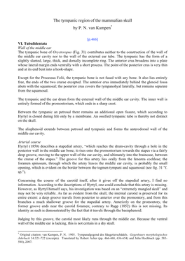 The Tympanic Region of the Mammalian Skull by P. N. Van Kampen*