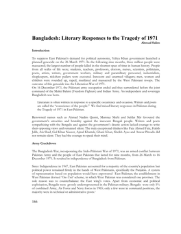Bangladesh: Literary Responses to the Tragedy of 1971 Ahmad Salim