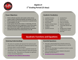 Quadratic Functions and Equations