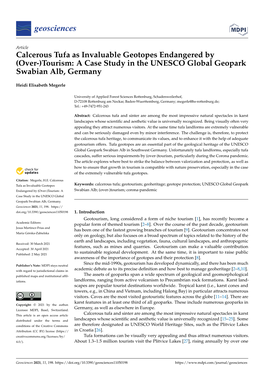 Tourism: a Case Study in the UNESCO Global Geopark Swabian Alb, Germany
