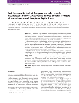 An Interspecific Test of Bergmann's Rule Reveals Inconsistent Body Size