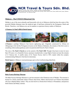 Malacca – the UNESCO Historical City