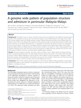 A Genome Wide Pattern of Population Structure and Admixture In