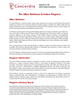 The Lillian Robinson Scholars Program