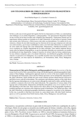 Los Titanosaurios De Chile Y Su Contexto Filogenético Y Biogeográfico