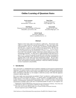 Online Learning of Quantum States
