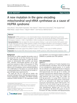 A New Mutation in the Gene Encoding Mitochondrial Seryl-Trna