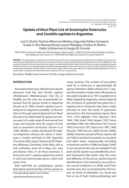 Update of Host Plant List of Anastrepha Fraterculus and Ceratitis Capitata in Argentina