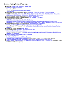 Common Alerting Protocol References