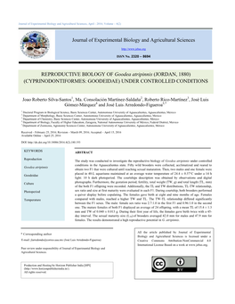 REPRODUCTIVE BIOLOGY of Goodea Atripinnis (JORDAN, 1880) (CYPRINODONTIFORMES: GOODEIDAE) UNDER CONTROLLED CONDITIONS