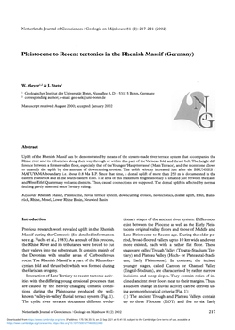 Pleistocene to Recent Tectonics in the Rhenish Massif (Germany)