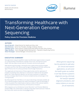 Transforming Healthcare with Next-Generation Genome Sequencing Policy Issues for Precision Medicine