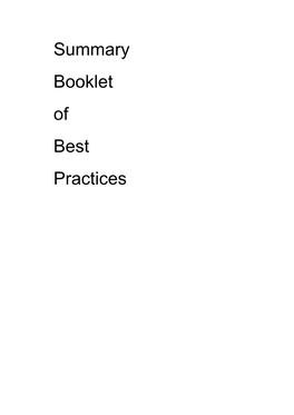 Summary Booklet of Best Practices in the Field of HIV/AIDS, First Edition