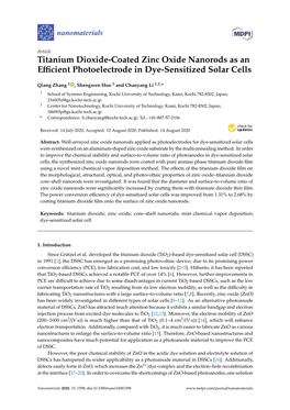Titanium Dioxide-Coated Zinc Oxide Nanorods As an Efficient