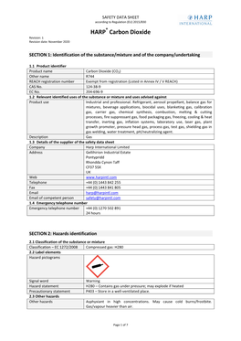 Carbon Dioxide Revision: 1 Revision Date: November 2020