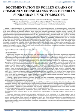 Documentation of Pollen Grains of Commonly Found Mangroves of Indian Sundarban Using Foldscope