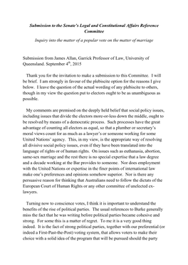 Submission to the Senate's Legal and Constitutional Affairs Reference