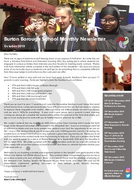 Burton Borough School Monthly Newsletter October 2019