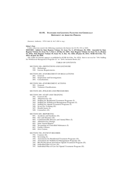 TABLE of CONTENTS SECTION 100—DEFINITIONS and LICENSURE 101. Definitions. 102. License Requirements. SECTION 200—ENFORCEMENT