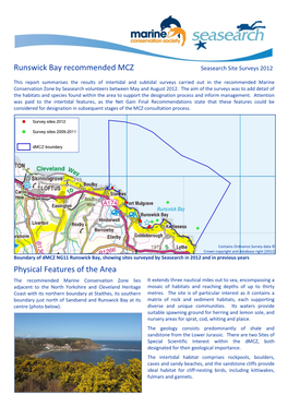 Runswick Bay Recommended MCZ Physical Features of the Area