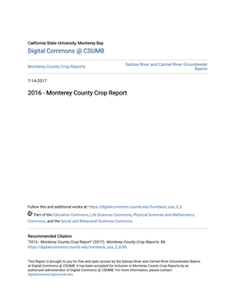Monterey County Crop Reports Basins