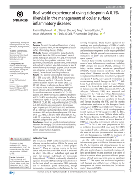 (Ikervis) in the Management of Ocular Surface Inflammatory Diseases