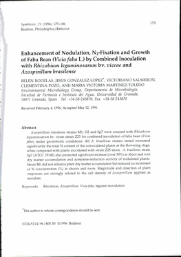 (Vicia Faba L.) by Combined Inoculation with Rhizobium Leguminosarum Bv. Viceae and Azospirillum Brasilense