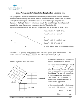 Using Pythagoras to Calculate the Length of an Unknown Side