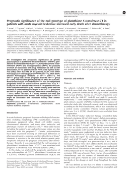 Prognostic Significance of the Null Genotype of Glutathione S