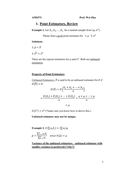 1. Point Estimators, Review