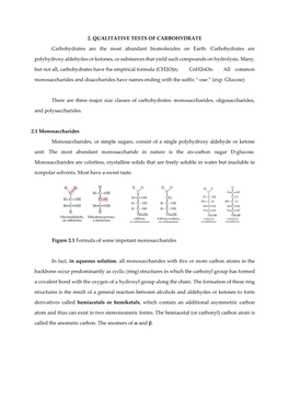 2. QUALITATIVE TESTS of CARBOHYDRATE Carbohydrates