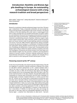 Settling Waterscapes in Europe. the Archaeology of Neolithic and Bronze Age Pile-Dwellings