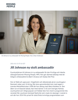 Jill Johnson Ny Stolt Ambassadör