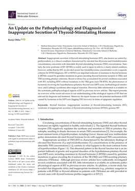 An Update on the Pathophysiology and Diagnosis of Inappropriate Secretion of Thyroid-Stimulating Hormone