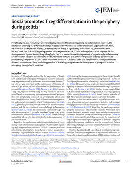 Sox12 Promotes T Reg Differentiation in the Periphery During Colitis