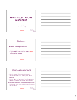 Fluid & Electrolyte Disorders