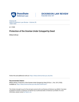 Protection of the Grantee Under Estoppel by Deed