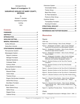 Report of Investigation 15 SUBSURFACE GEOLOGY of BARRY COUNTY, MICHIGAN