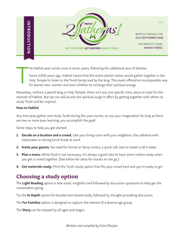 Choosing a Study Option Thelight Reading Option Is Bite-Sized, Insightful and Followed by Discussion Questions to Help Get the Conversation Going