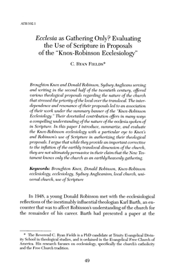 Knox-Robinson Ecclesiology”
