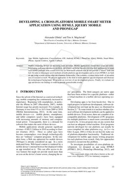 Developing a Cross-Platform Mobile Smart Meter Application Using Html5, Jquery Mobile and Phonegap