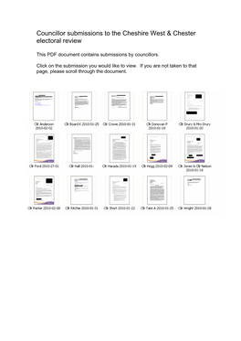 Councillor Submissions to the Cheshire West & Chester Electoral